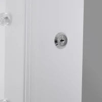 Armadio Portagioielli Portagioie Specchio Regolabile 20 Luci LED, Legno, Bianco, 40x37x146 cm