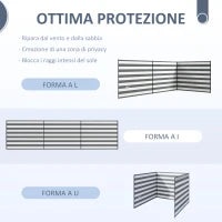 Paravento da Spiaggia Pieghevole Frangivista in Poliestere con Barre in Acciaio, 540x150 cm, Grigio