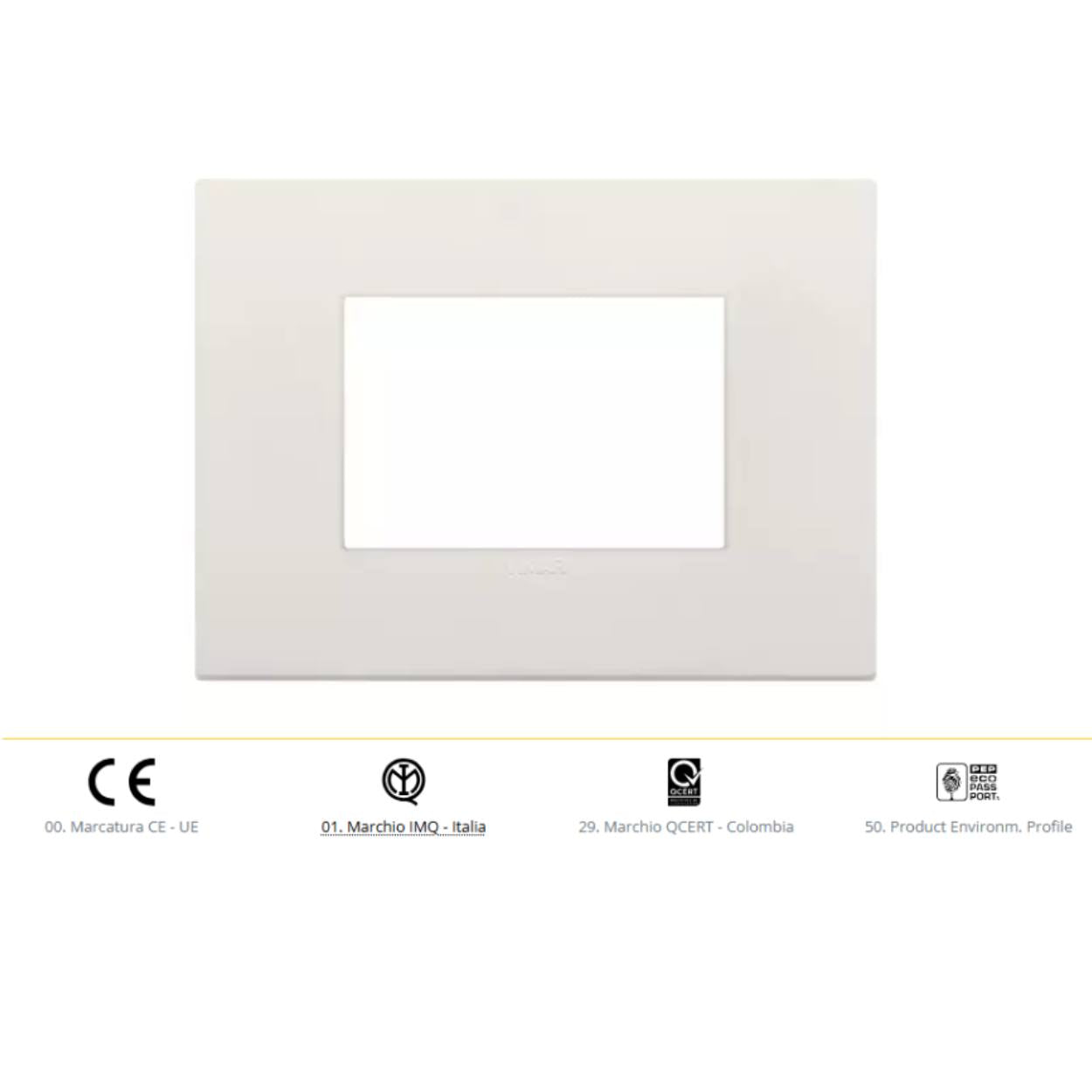 Vimar 19653 placca classica arkè 3 moduli in tecnopolimero