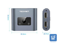 TECKNET Switch HDMI 2 Ingressi 1 Uscita / 1 Ingresso 2 Uscite Supporta 1080p 3D 4K HDCP per HDTV Lettore Blu-Ray Xbox PS4