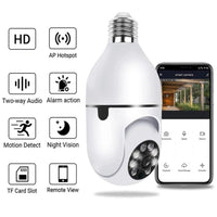 TELECAMERA E27 IP LAMPADINA DA INTERNO 360 GRADI WIRELESS WI-FI E27 PTZ