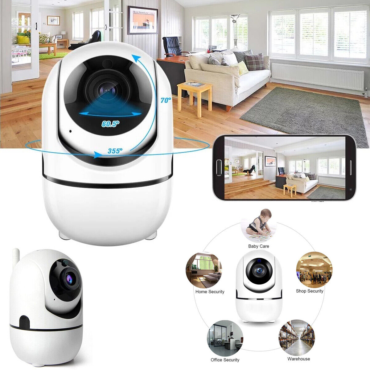 TELECAMERA IP CAM CAMERA HD 720P WIRELESS LED IR TF MOTORIZZATA WIFI RETE V380
