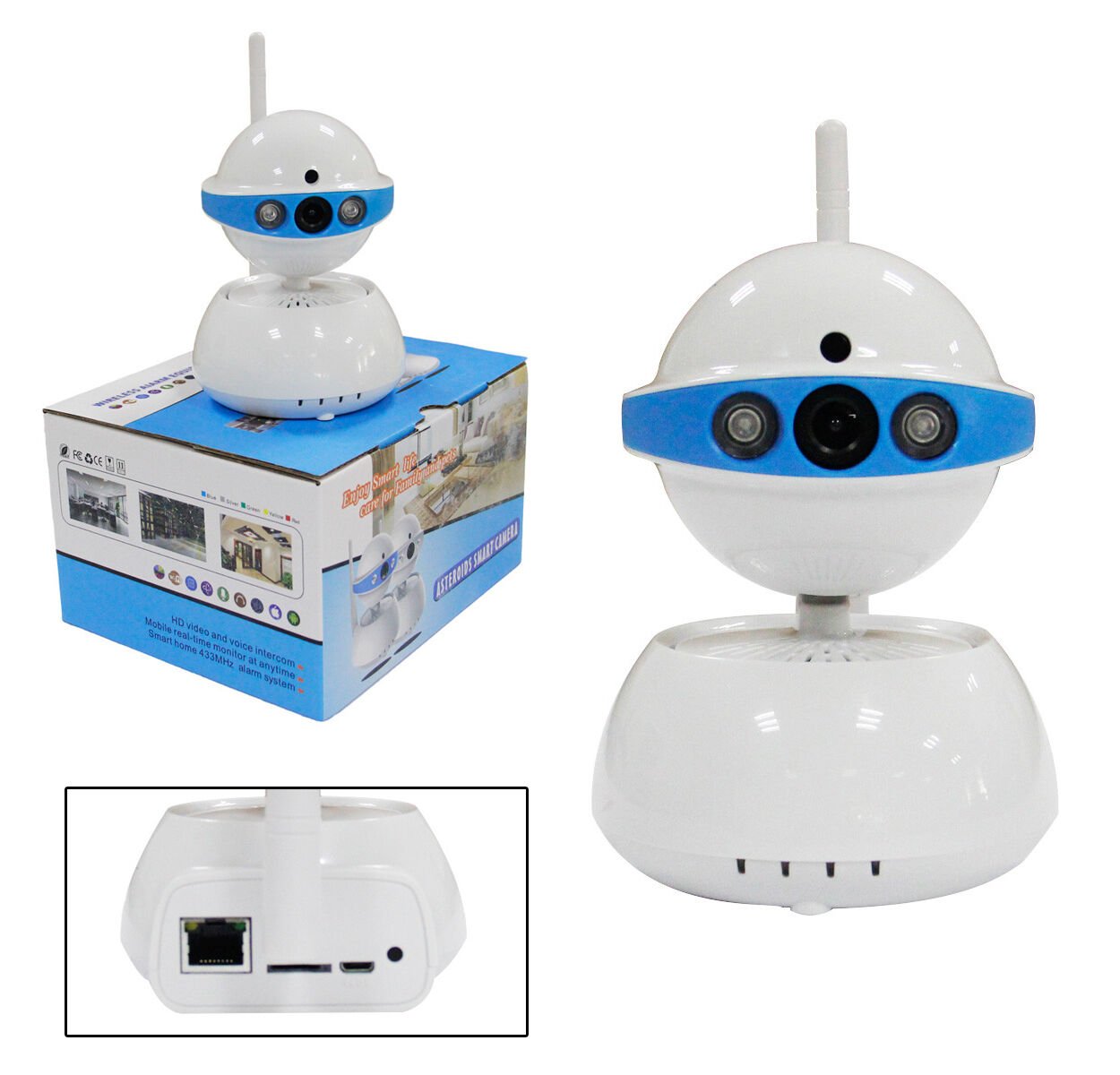 TELECAMERA IP CAMERA HD 720P WIRELESS 2 LED IR LAN MOTORIZZATA WIFI RETE RJ45