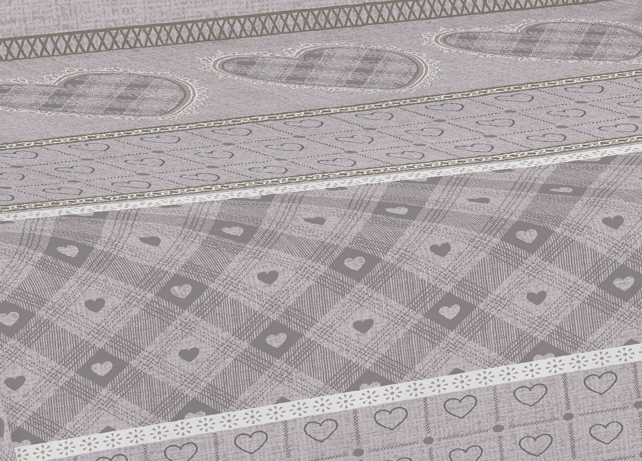 Telo Arredo Multiuso Linea Pensieri Delicati In Cotone Disegno Chalet - Singolo - Beige