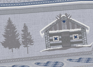 Telo Arredo Multiuso Linea Pensieri Delicati In Cotone Disegno Chalet - Singolo - Blu