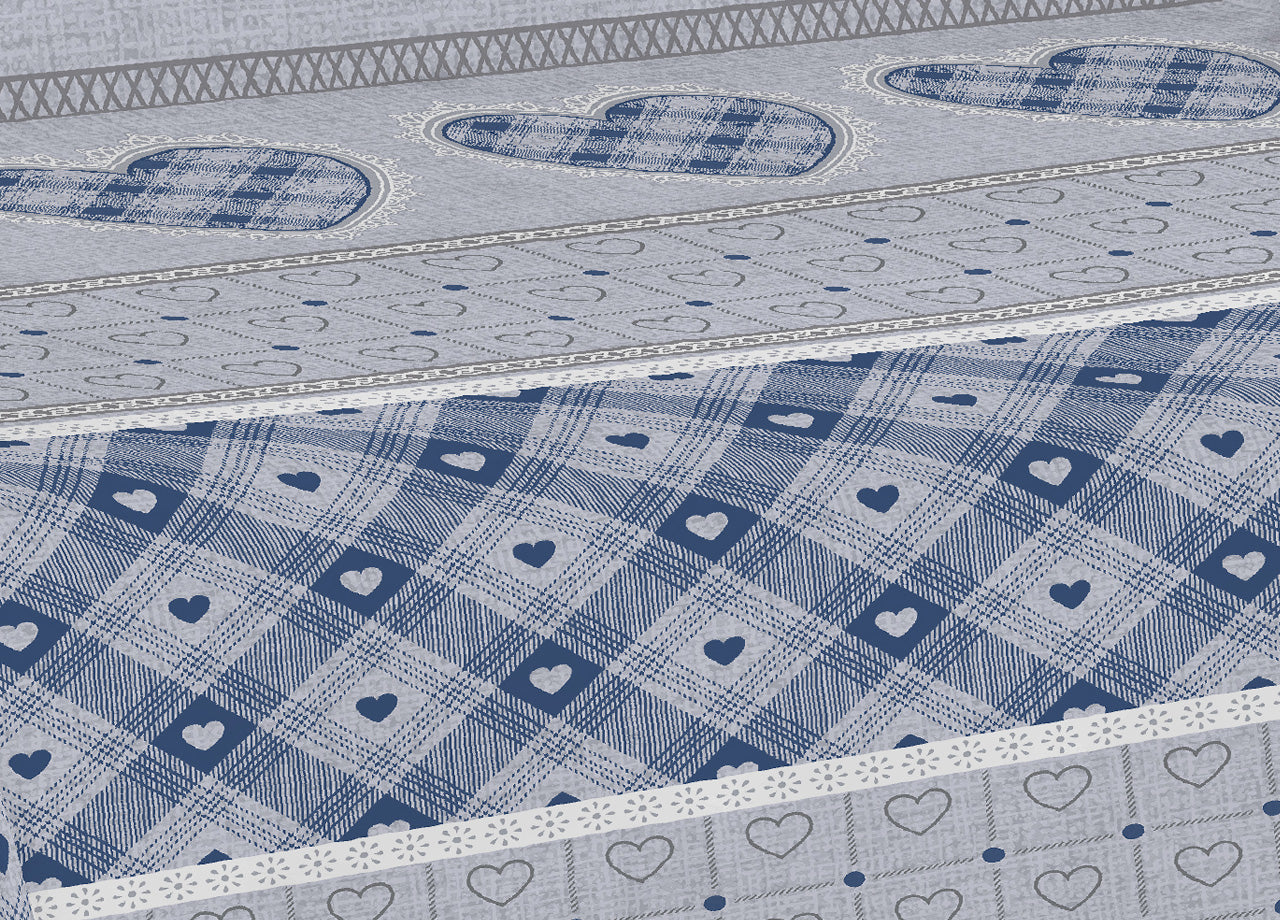 Telo Arredo Multiuso Linea Pensieri Delicati In Cotone Disegno Chalet - Singolo - Blu