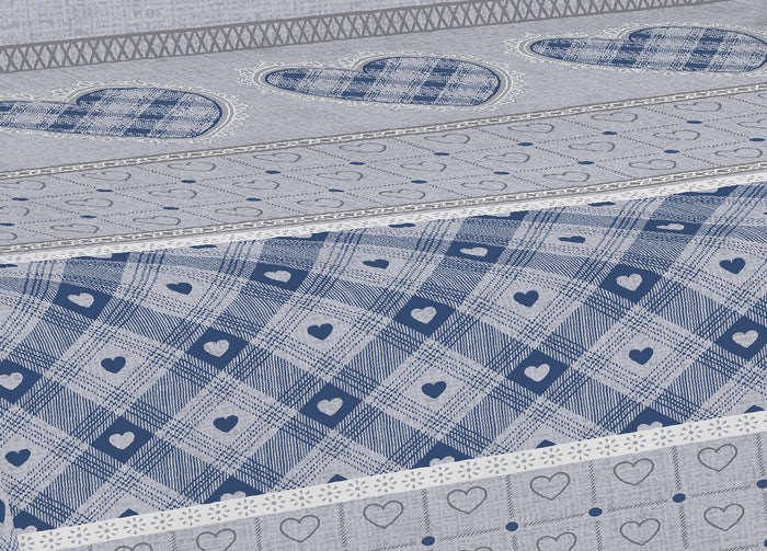 Telo Arredo Multiuso Linea Pensieri Delicati In Cotone Disegno Chalet - Singolo - Blu