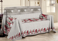 Telo Arredo Multiuso Linea Pensieri Delicati In 100% Cotone Disegno Gnomi - Singolo - Rosso