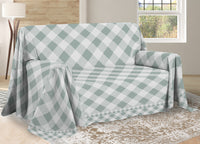 Telo Arredo Multiuso Linea Pensieri Delicati In Cotone Disegno Lovely Check - Matrimoniale - Verde