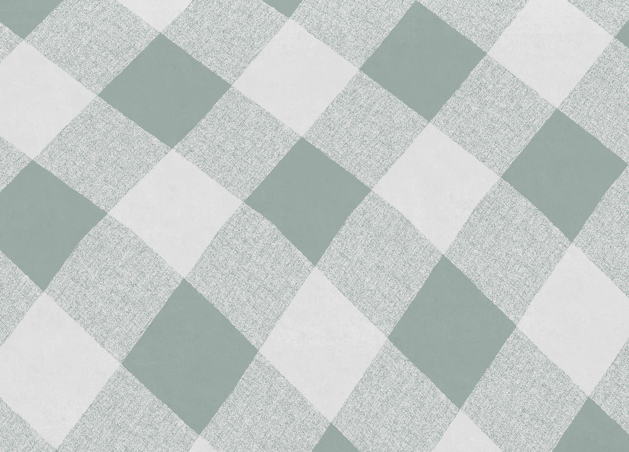 Telo Arredo Multiuso Linea Pensieri Delicati In Cotone Disegno Lovely Check - Matrimoniale - Verde