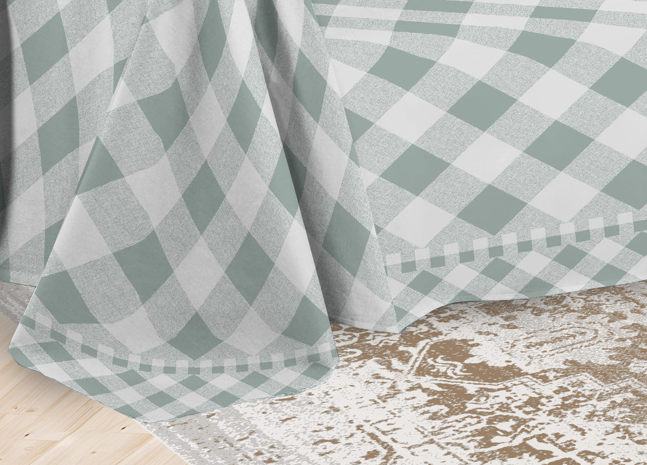 Telo Arredo Multiuso Linea Pensieri Delicati In Cotone Disegno Lovely Check - Matrimoniale - Verde