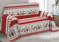 Telo Arredo Granfoulard Copritutto Cotone Copriletto Multiuso Disegni Invernali OB - 2 Piazze - Oliver Rosso