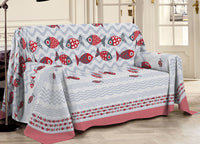 Telo Arredo Multiuso Linea Pensieri Delicati In Cotone Disegno Pesciolini - Matrimoniale - Rosso