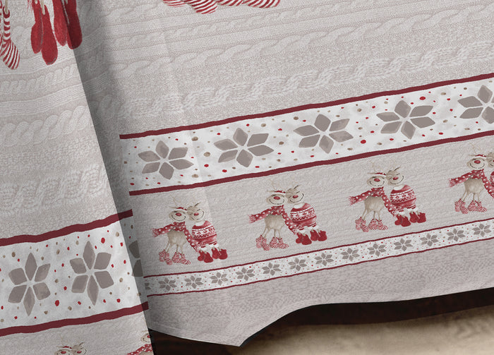 Telo Arredo Multiuso Linea Pensieri Delicati In Cotone Disegno Renna Rosso - Singolo - Rosso