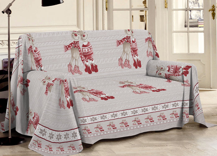 Telo Arredo Multiuso Linea Pensieri Delicati In Cotone Disegno Renna Rosso - Singolo - Rosso