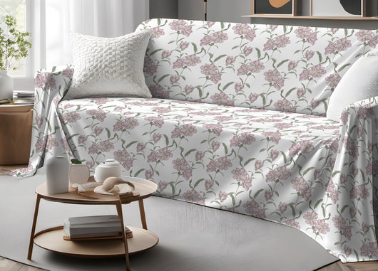 Telo Arredo Granfoulard Copritutto Salvadivano 100% Cotone Dis. Magnolia - Singolo - Rosa