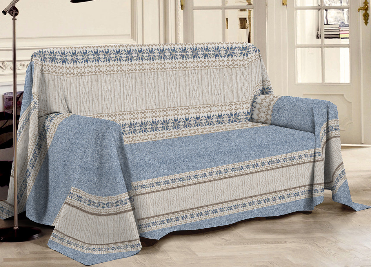 Telo Arredo Linea Pensieri Delicati Disegno Maglia - Singolo - Blu