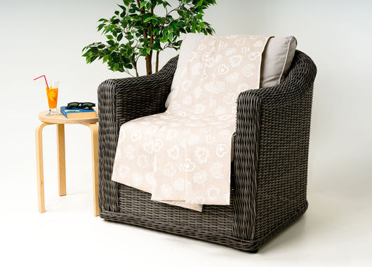 Telo Arredo Granfoulard Copritutto Cotone Made Italy Vari Disegni Arredatutto Copriletto Multiuso - 2 Piazze - Cuore Bianco