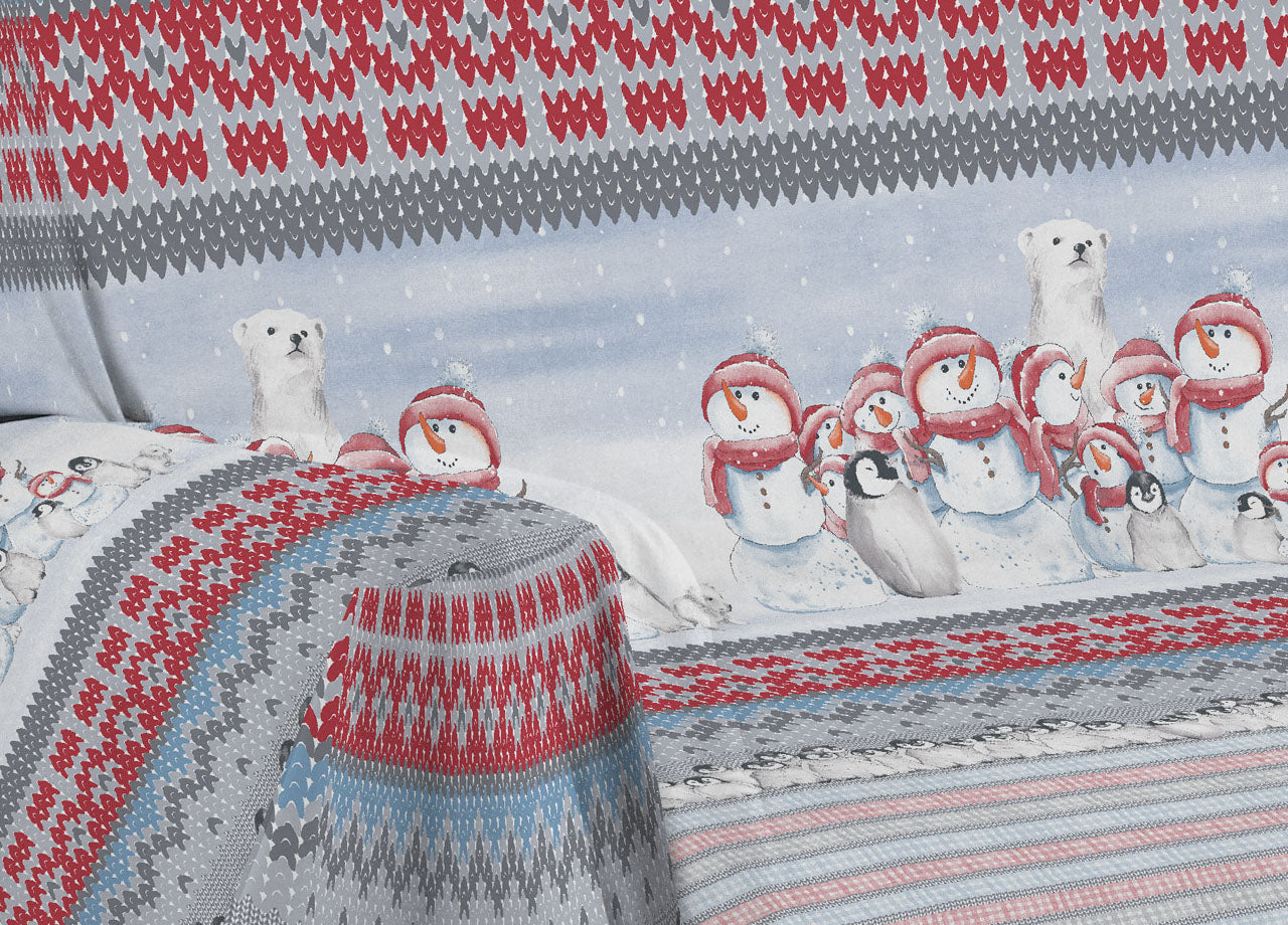 Telo Arredo Multiuso Linea Pensieri Delicati In Cotone Disegno Inverno Polare - Singolo - Rosso