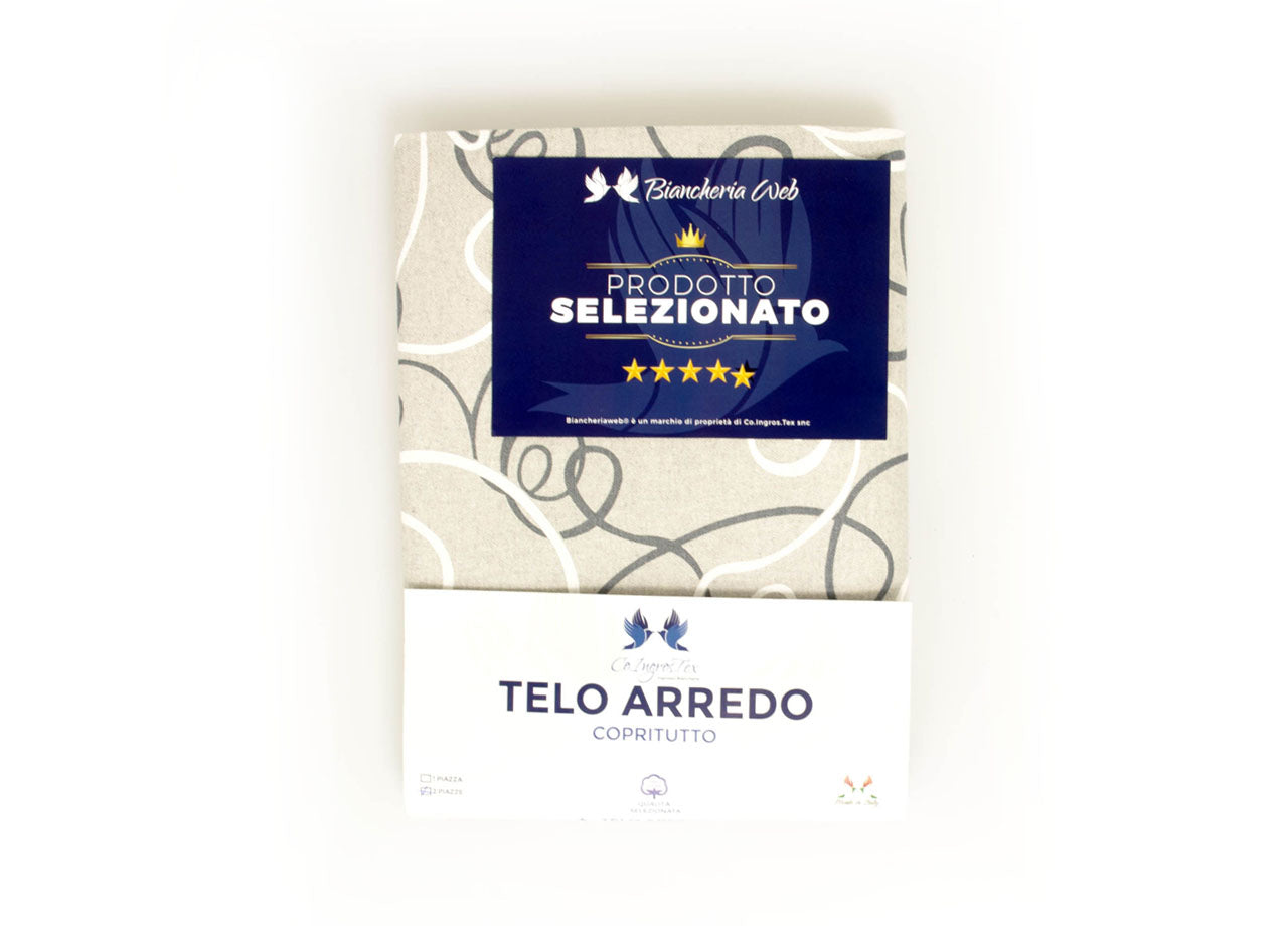 Telo Arredo Granfoulard Copritutto Cotone Made Italy Vari Disegni Arredatutto Copriletto Multiuso - 2 Piazze - Penelope Grigio