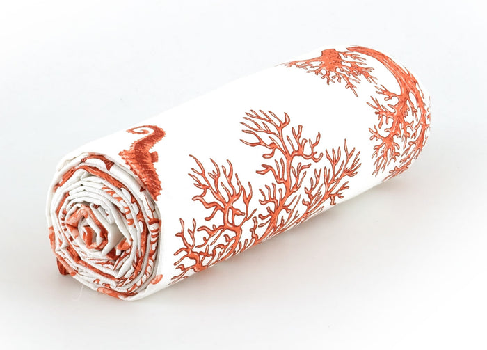 Telo Arredo Granfoulard Copritutto Cotone Made Italy Vari Disegni Arredatutto Copriletto Multiuso - 2 Piazze - Corallo Arancio