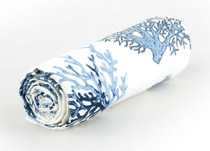 Telo Arredo Granfoulard Copritutto Cotone Made Italy Vari Disegni Arredatutto Copriletto Multiuso - 2 Piazze - Corallo Blu