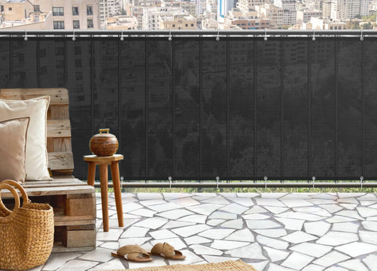 Telo Frangivista Vento Copribalcone Ringhiera Esterno Giardino Tinta Unita Grigio Con Occhielli