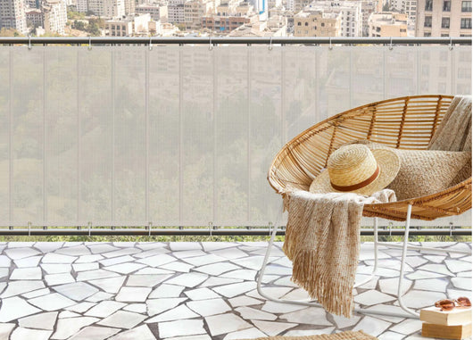 Telo Frangivista Vento Copribalcone Ringhiera Esterno Giardino Tinta Unita Panna Con Occhielli