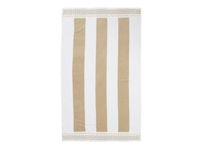 Telo Mare Jacquard Spugna Asciugamano Spiaggia Disegno Greca - Telo Mare - Beige