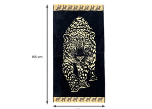 Telo Mare Jacquard Spugna Asciugamano Spiaggia Disegno Pantera - Telo Mare - Nero