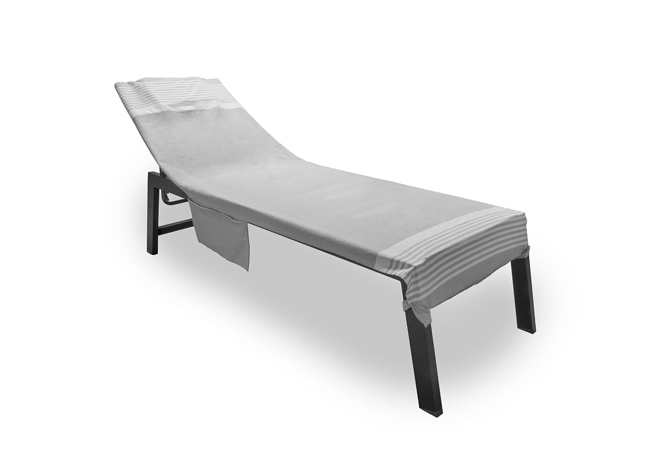 Telo Mare Lettino Spiaggia Piscina Con Cuscino E Tasche Modello Palau Grigio