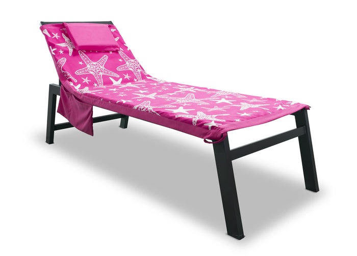 Telo Mare Microfibra Da Lettino Con Cuscino E Tasche Modello Miami Fucsia
