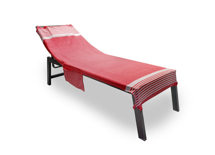 Telo Mare Lettino Spiaggia Piscina Con Cuscino E Tasche Modello Palau Corallo