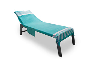 Telo Mare Lettino Spiaggia Piscina Con Cuscino E Tasche Palau Verde Acqua