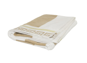 Telo Mare Jacquard Spugna Asciugamano Spiaggia Disegno Greca - Telo Mare - Beige