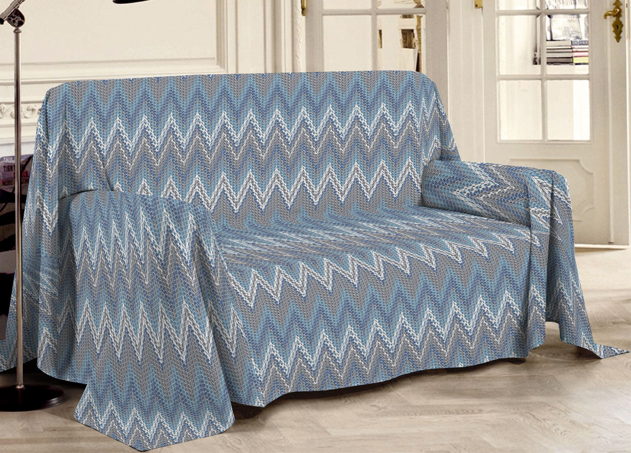 Telo Arredo Multiuso Linea Pensieri Delicati 100% Cotone Disegno Spinato - Singolo - Azzurro