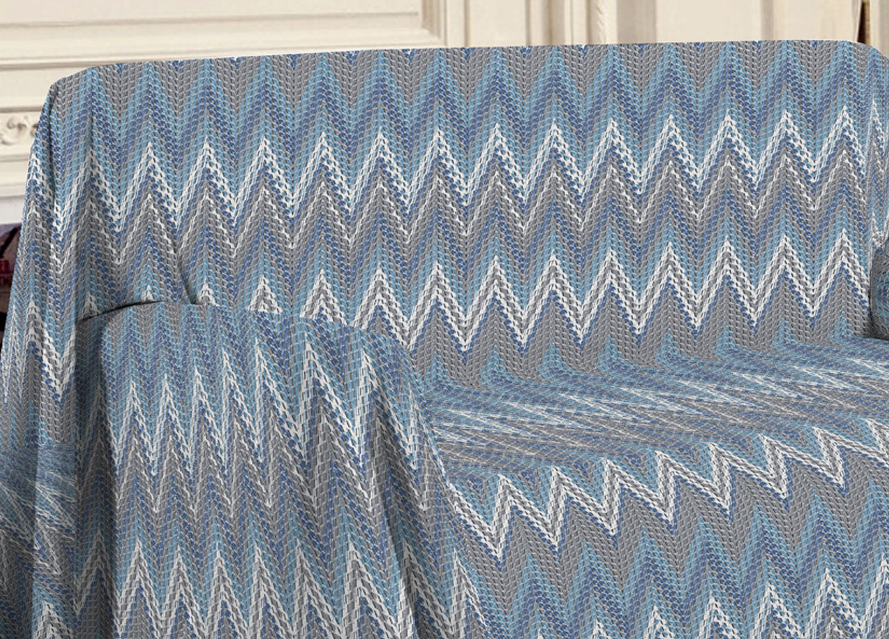 Telo Arredo Multiuso Linea Pensieri Delicati 100% Cotone Disegno Spinato - Singolo - Azzurro