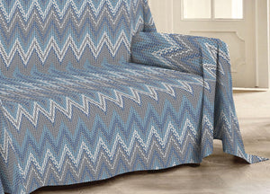 Telo Arredo Multiuso Linea Pensieri Delicati 100% Cotone Disegno Spinato - Singolo - Azzurro