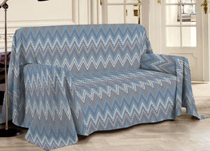 Telo Arredo Multiuso Linea Pensieri Delicati 100% Cotone Disegno Spinato - Matrimoniale - Azzurro