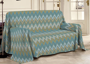 Telo Arredo Multiuso Linea Pensieri Delicati 100% Cotone Disegno Spinato - Matrimoniale - Verde