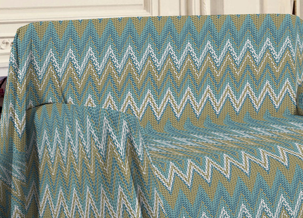 Telo Arredo Multiuso Linea Pensieri Delicati 100% Cotone Disegno Spinato - Matrimoniale - Verde