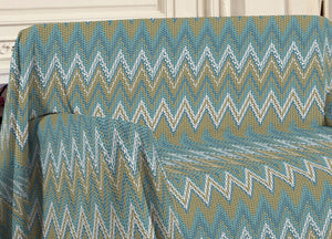 Telo Arredo Multiuso Linea Pensieri Delicati 100% Cotone Disegno Spinato - Matrimoniale - Verde