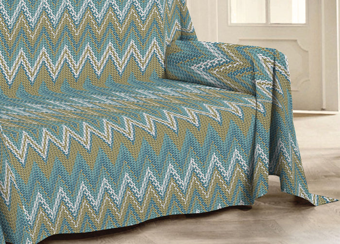 Telo Arredo Multiuso Linea Pensieri Delicati 100% Cotone Disegno Spinato - Matrimoniale - Verde