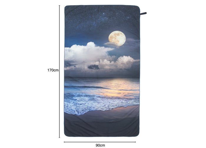 Telo Mare In Microfibra Modello Trip Con Elastico Salvaspazio - Telo Mare - Moon