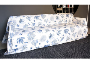 Telo Arredo Granfoulard Copritutto Cotone Made Italy Vari Disegni Arredatutto Copriletto Multiuso - 2 Piazze - Corallo Blu