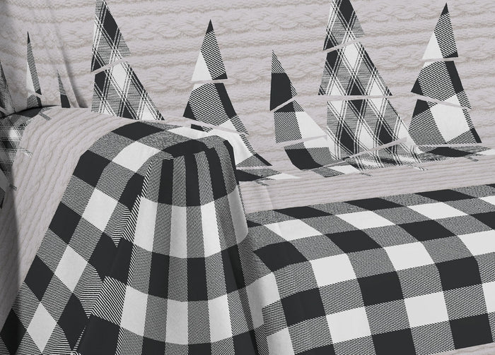 Telo Arredo Multiuso Linea Pensieri Delicati In Cotone Disegno Canada - Singolo - Grigio