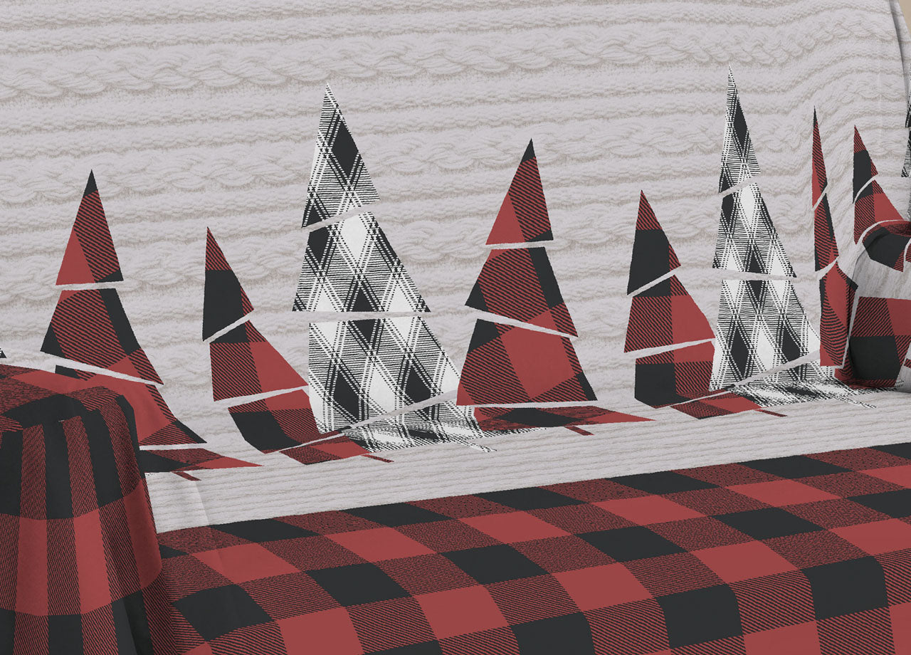 Telo Arredo Multiuso Linea Pensieri Delicati In Cotone Disegno Canada - Matrimoniale - Rosso