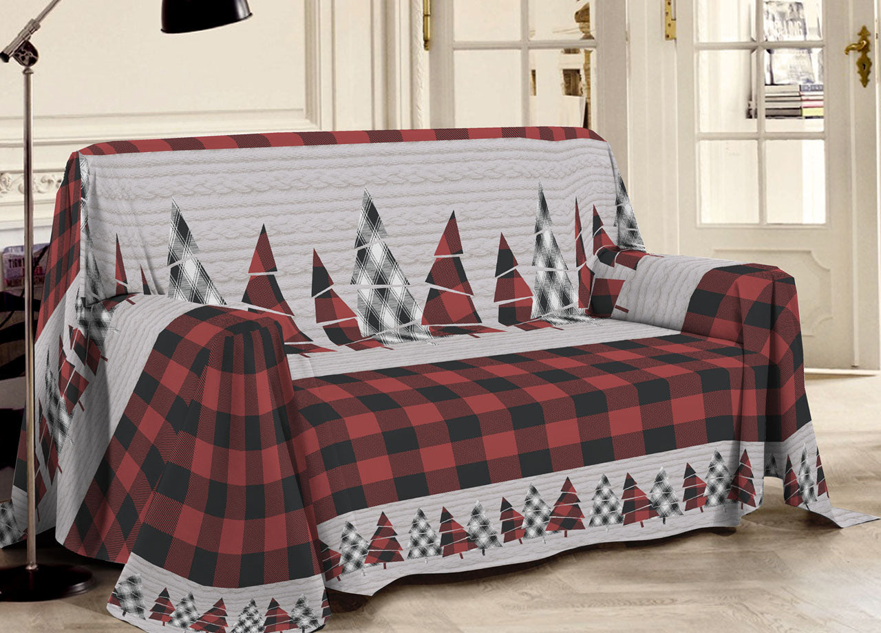 Telo Arredo Multiuso Linea Pensieri Delicati In Cotone Disegno Canada - Matrimoniale - Rosso