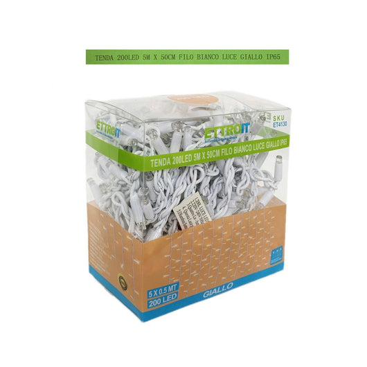 Luci Natale Tenda Natalizia Luminosa Blcone 200 Led Luce Calda Flash Bianco 5 Metri x 50 Centimetri IP65 Esterno Raccordabile