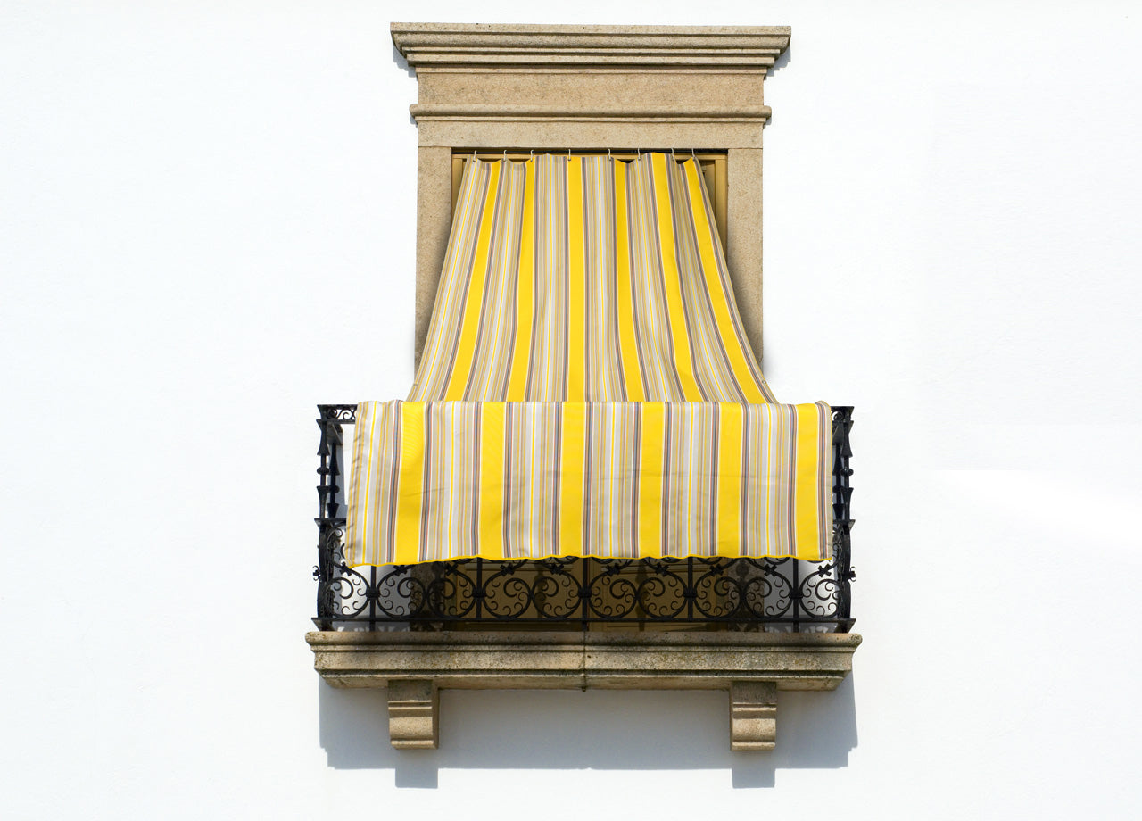 Tenda Da Sole A Caduta Per Esterno Balcone Casa Telo Ombra Modello Riga Fine - 145x300 - Giallo